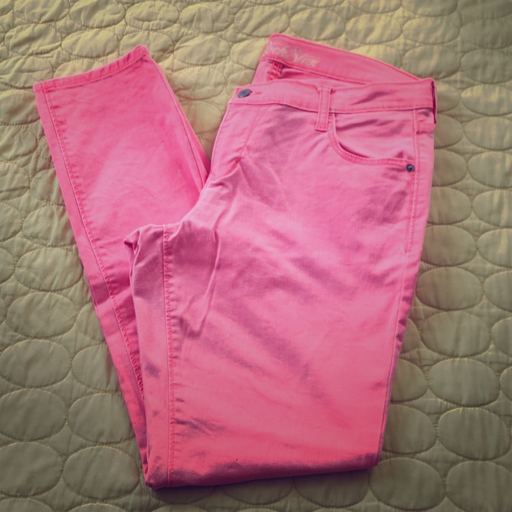 Neon Orange Oldnavy Rockstar Jeans size 14